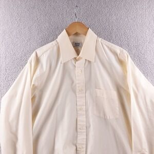 Vintage 80s Arrow Trump Mens Cream Long Sleeve Dress Shirt 16.5 34/35 Workwear